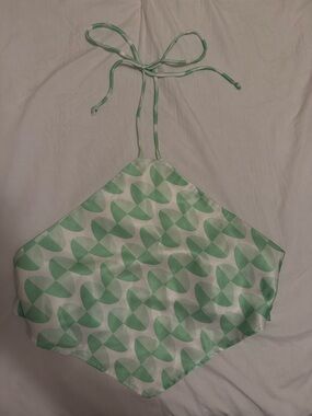 Cotton Candy LA Green Print Halter Tie Top – Size S